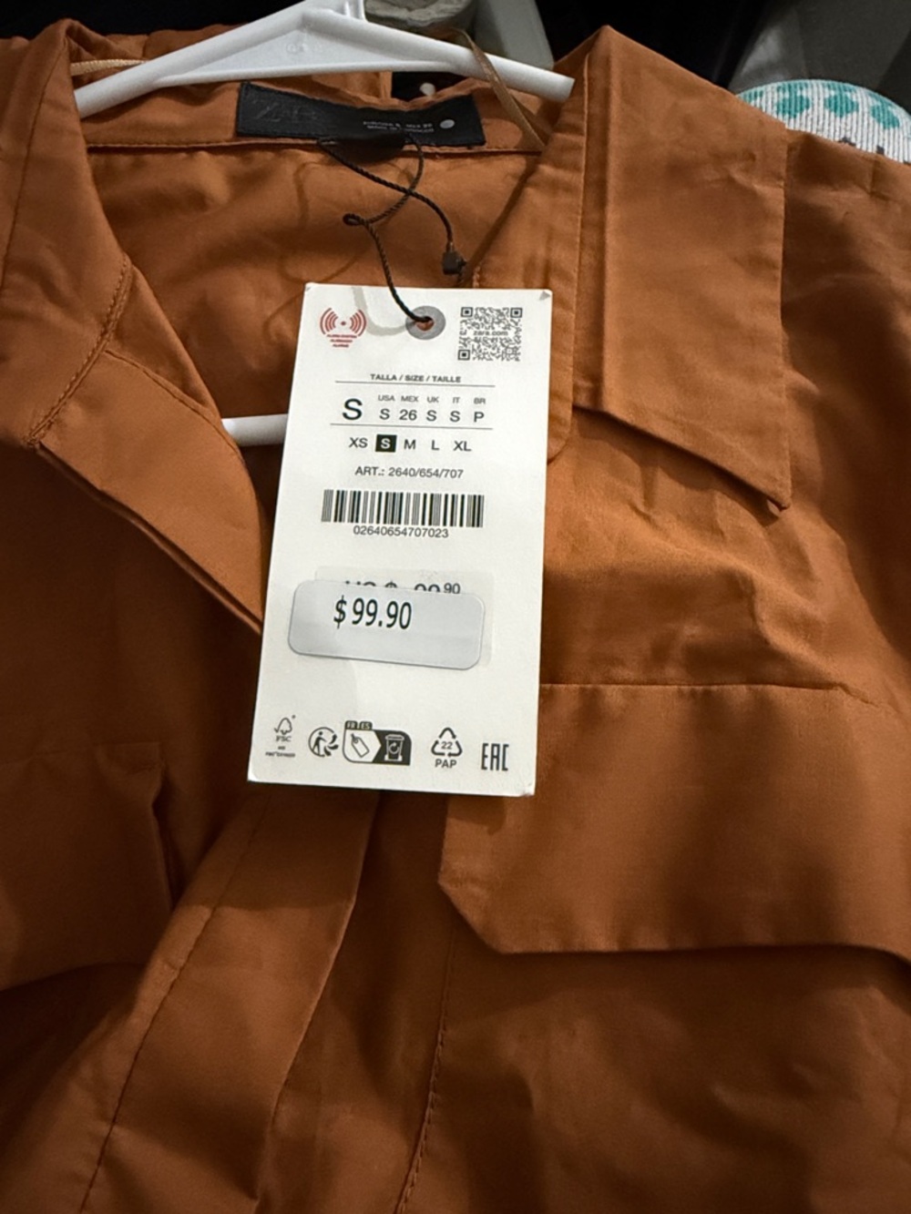 Zara Rust Orange Shirt‑Style Maxi Dress with Self Tie - Picture 2 of 2